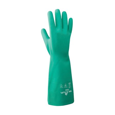 Showa Unisex Indoor & Outdoor Nitrile Chemical Gloves; Green - Large 7803026